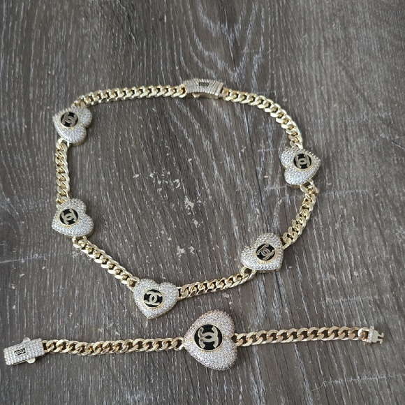 Accessories - 14k Gold Plated Heart Necklace and Bracelet Set